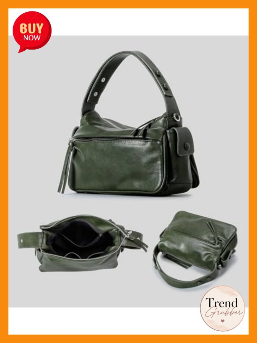 Faux Leather Satchel Crossbody Handbag with Adjustable Strap Multiple Pockets - Picture 2 of 6